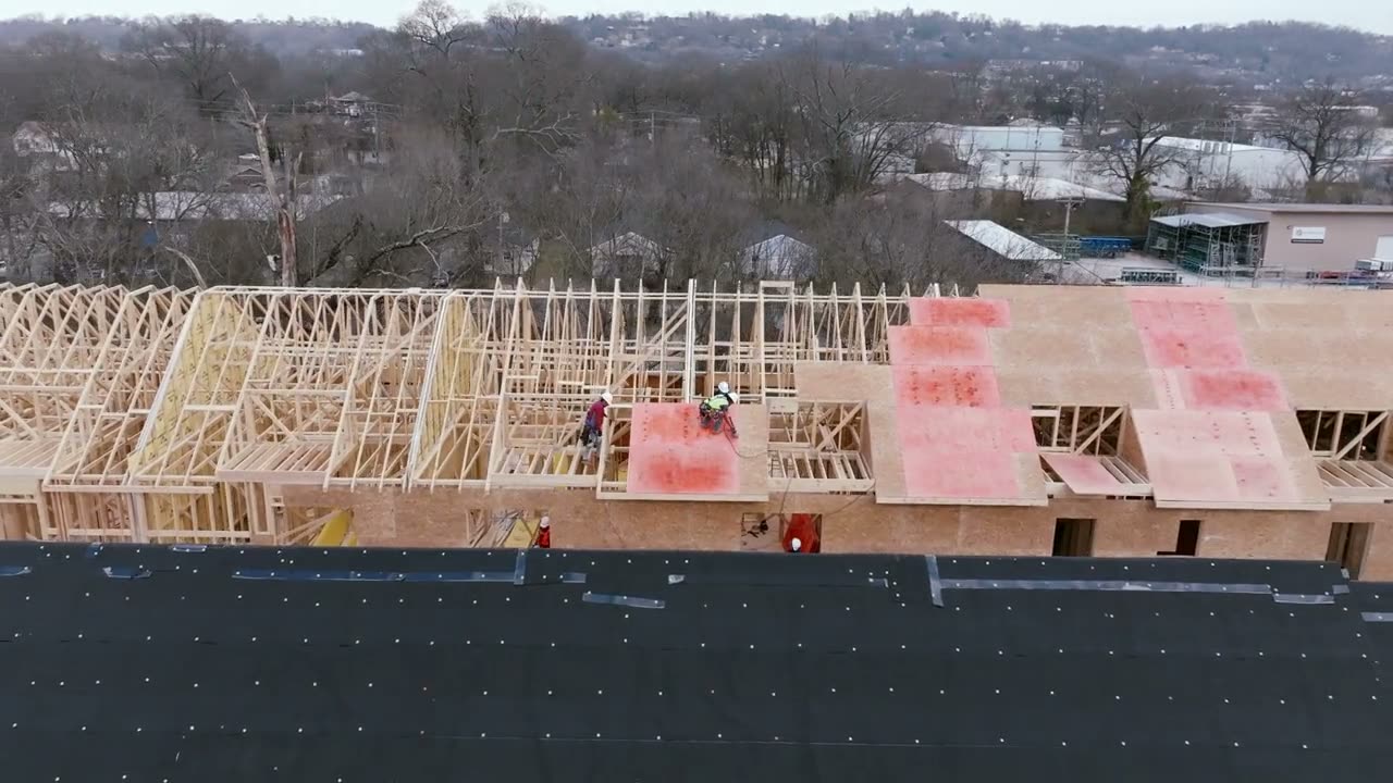 Crew on the roof deck